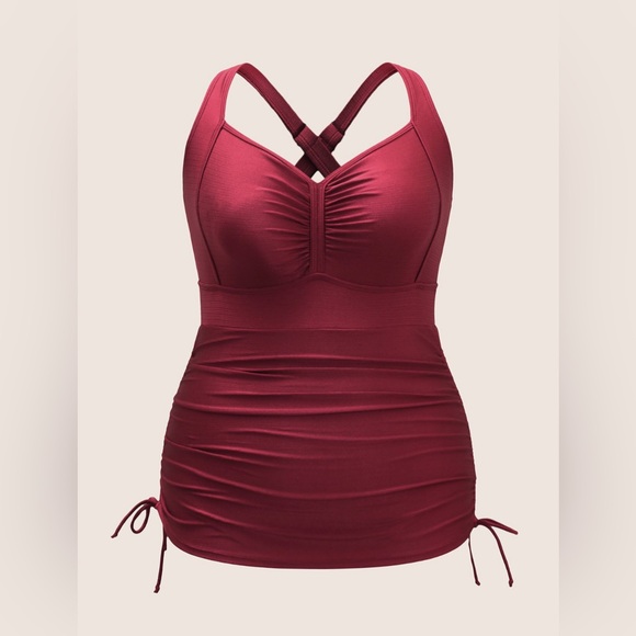 Bloomchic 5x Swimsuit Ruched Drawstring Heart Neckline Onepiece NWT - Picture 8 of 14